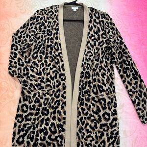 J. Crew Leopard Print Cardigan in Black and Tan